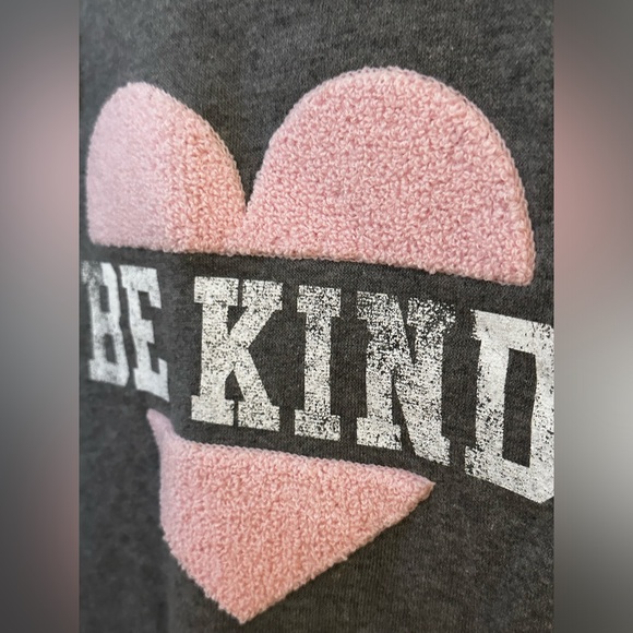 NWT So Girls 10/12 Be Kind Sweater Fuzzy Heart Pink/Gray - Picture 2 of 5